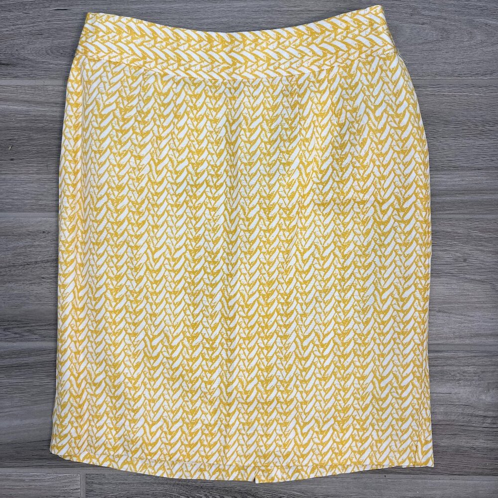 Banana Republic yellow and white pencil skirt 2 NWT